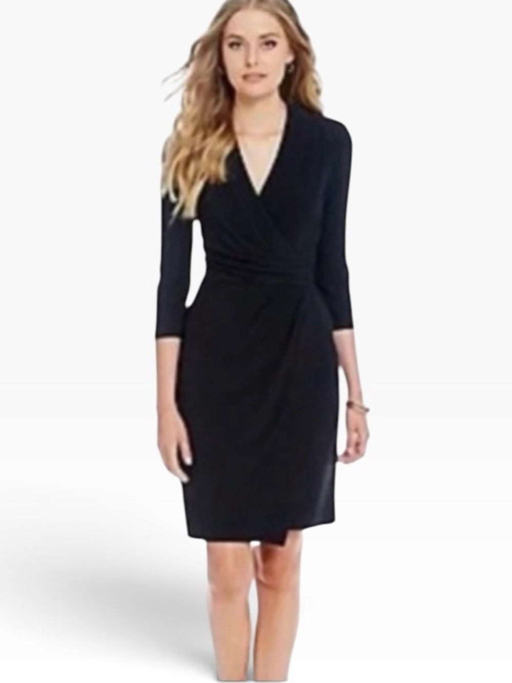 The Limited Black V-Neck Long Sleeve Wrap Dress Size XS